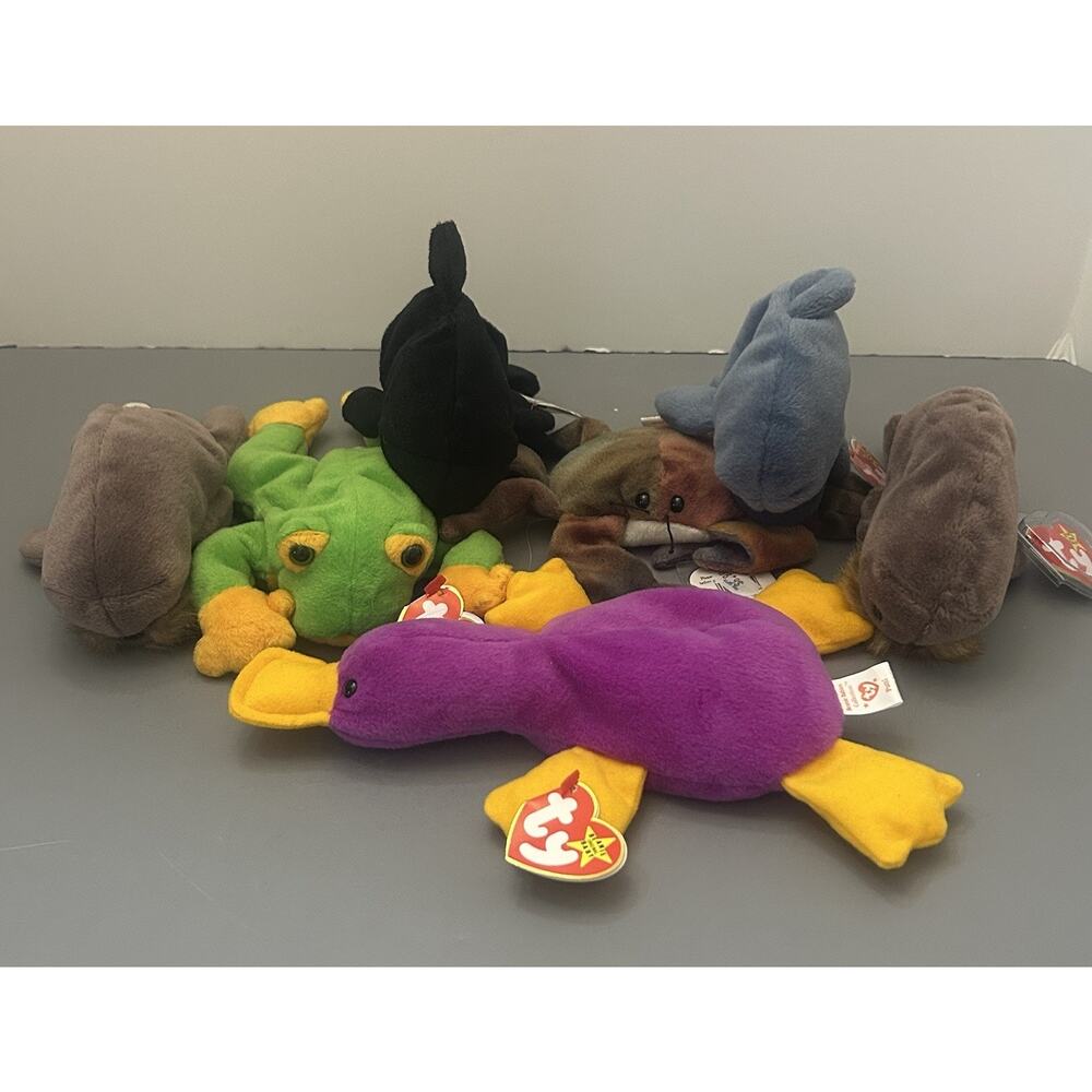 Ty Beanie Babies Water Sea Animals with Hang Tag Lot of 7 Vintage 1990's